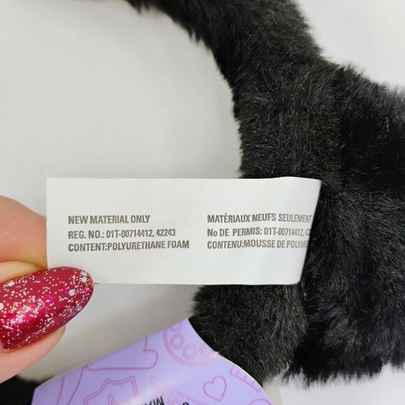 Cat ears Headband Black faux fur with Silver Glitter Ears Cosplay - Picture 7 of 11